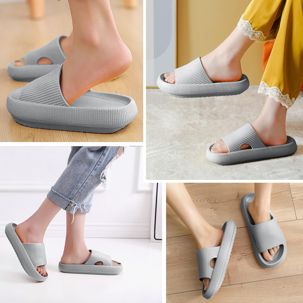 BHFRGAS Sliders Cloud Slippers Women Men，Non-Slip Mens Womens Slippers Cloud Sliders，Soft Flip Flops with Thick Sole for Shower Bathroom Pool Beach