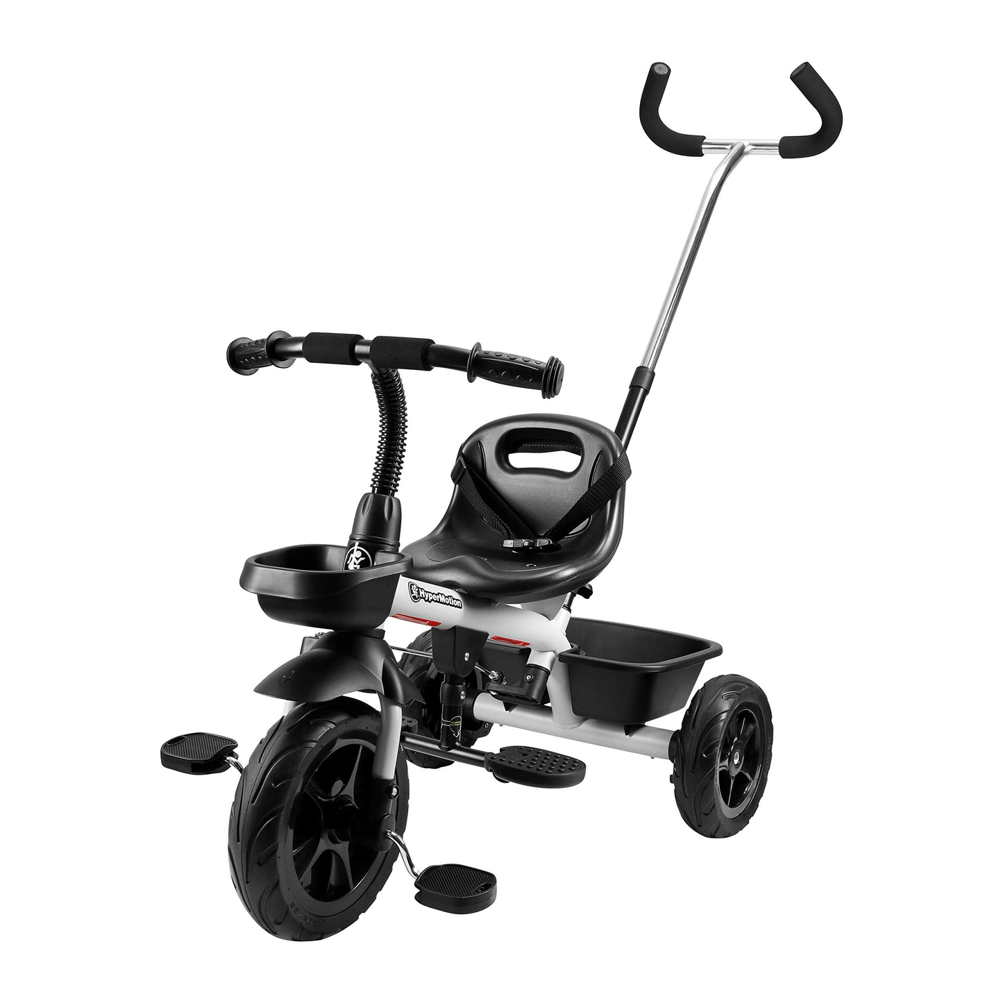 HyperMotion Toddler Tricycle with Parent Handle, Canopy, Safety Belt & Basket — From 12 Months