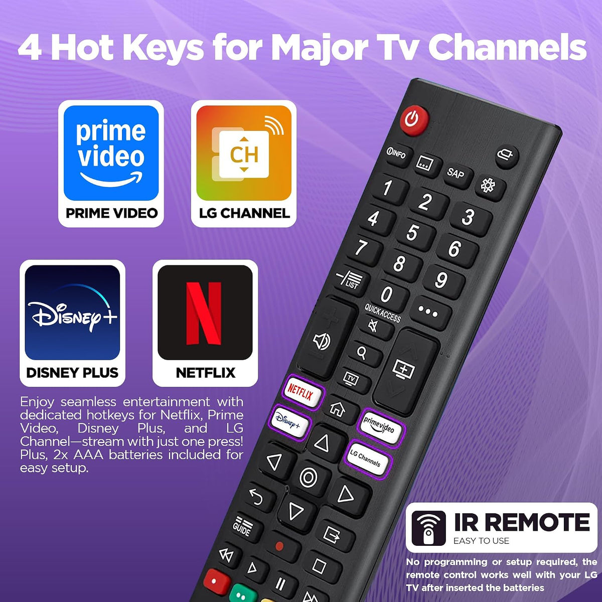LG TV Remote Control Replacement | 2 AAA Batteries Included - L G Smart TV Remote for All LG LCD LED HDTV UHD 3D 4K Models | AKB75095308 AKB75095307 AKB7415324 Remote Control for L G Smart TVs Remte