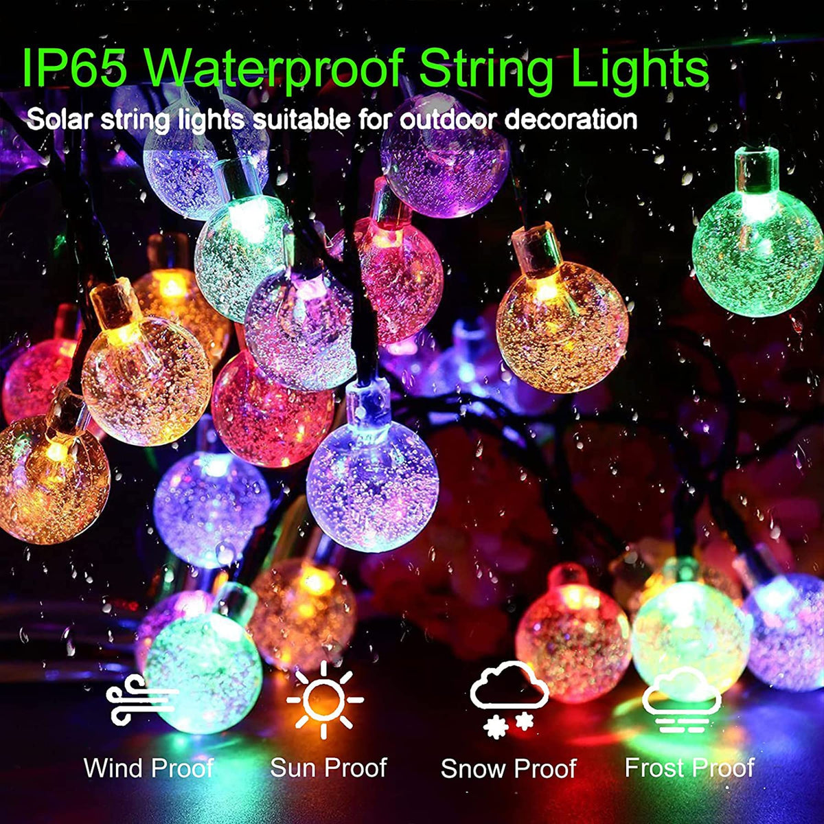 Lezonic Solar String Lights Outdoor, 50LED 7M/23Ft Solar Fairy Lights