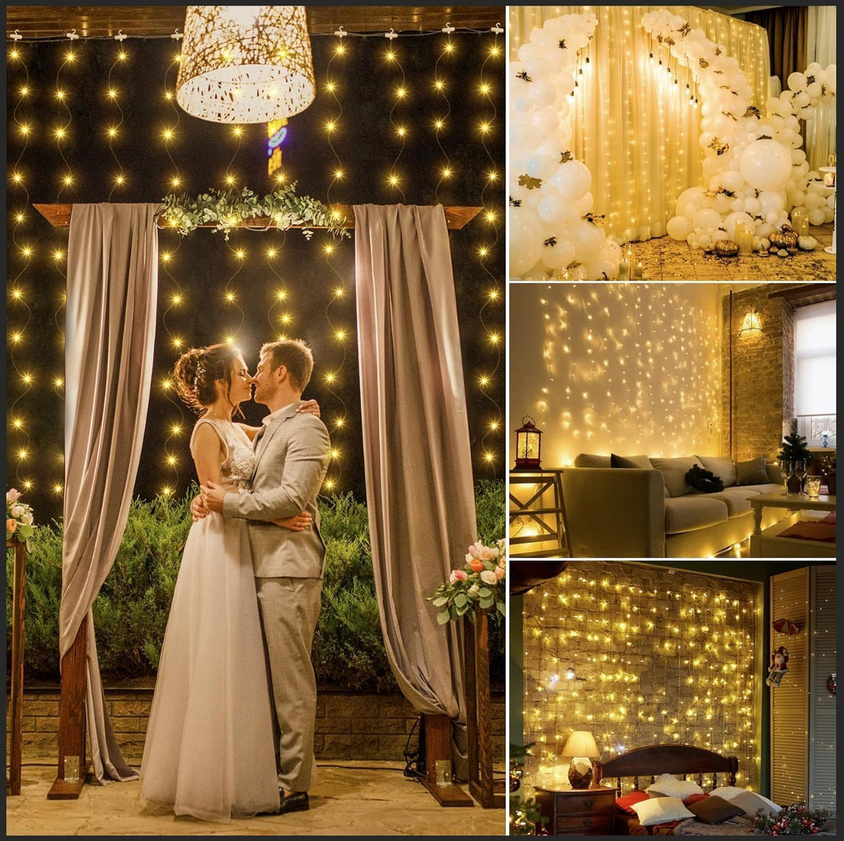Ollny Curtain Fairy Lights, 300LED 3mx3m Waterfall Hanging String Lights
