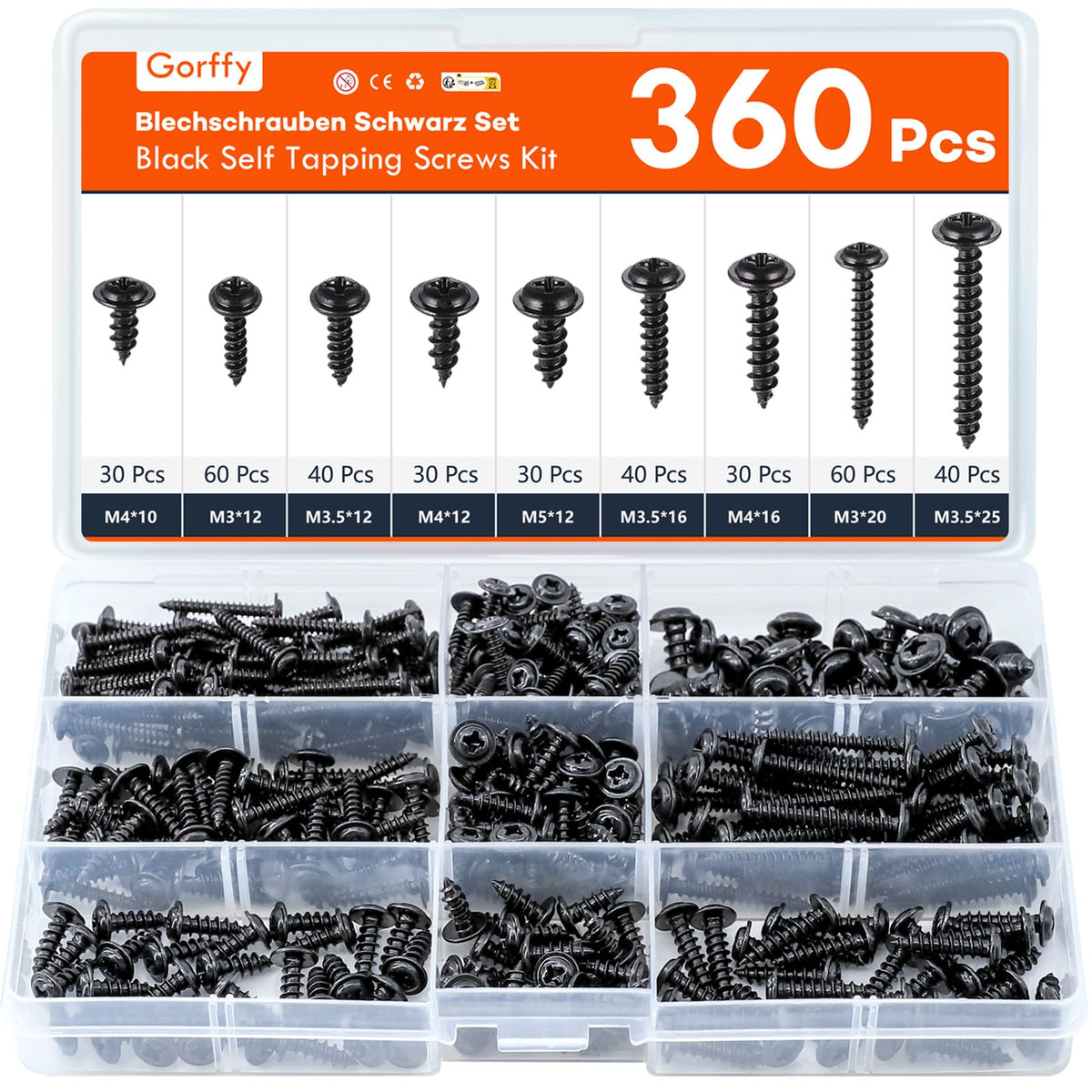 Wood Screws 800PCS Assortment, Countersunk Self Tapping Screws