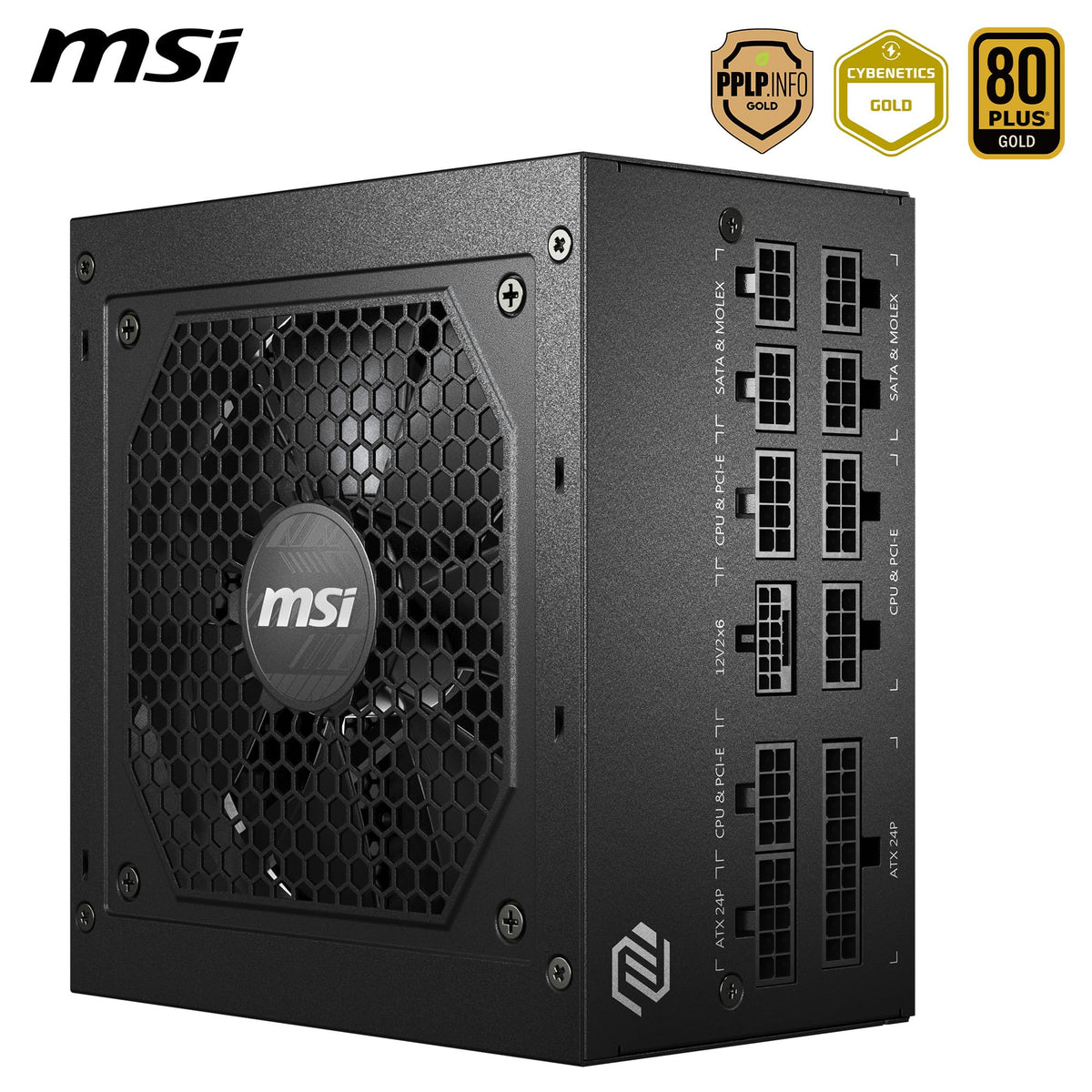 MSI MAG A750GL PCIE5 Power Supply Unit, 750W, 80 Plus Gold, Fully Modular, ATX 3.0, PCIe 5.0 GPU Support, 120mm FDB Fan, Full-Bridge LLC, Flat Black Cables - 7 Year Warranty
