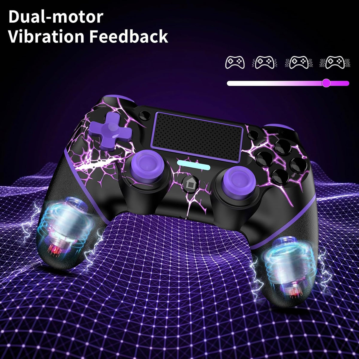 Reddening for PS4 Controller 2 Pack, Controller PS4 for PS4/Pro/Slim/PC, Gamepad Joystick with Turbo/Back Button/Dual Vibration/6-Axis Gyro Sensor/Touch Panel (2 printed purple)