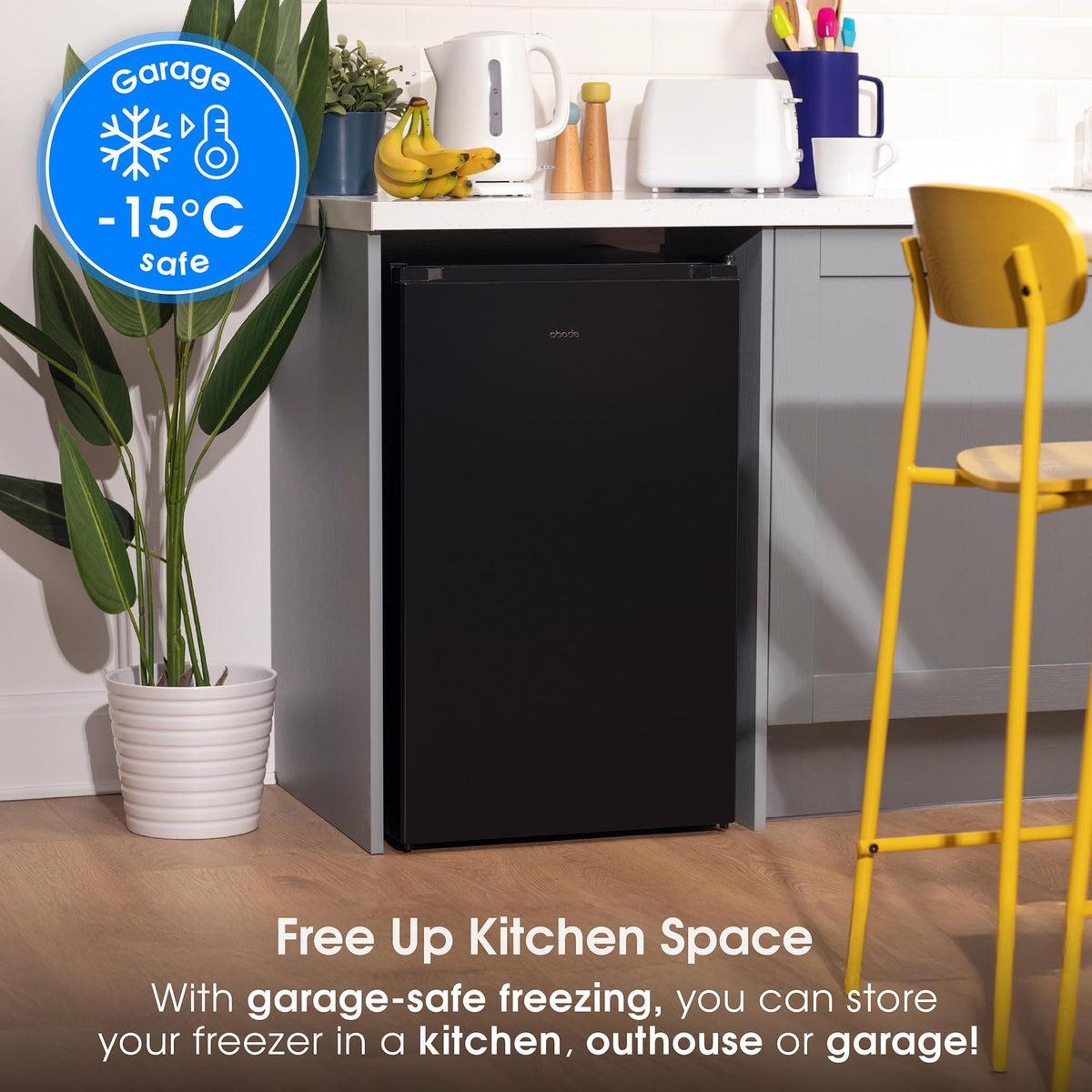 Abode Under Counter Freezer 55cm Wide Freestanding White 91 Litre with 4 Drawers, Adjustable Feet & Reversible Door, 4 Star Freezer, Suitable for Garages & Outbuildings A85UCFZ552E1W (White, 55 cm)