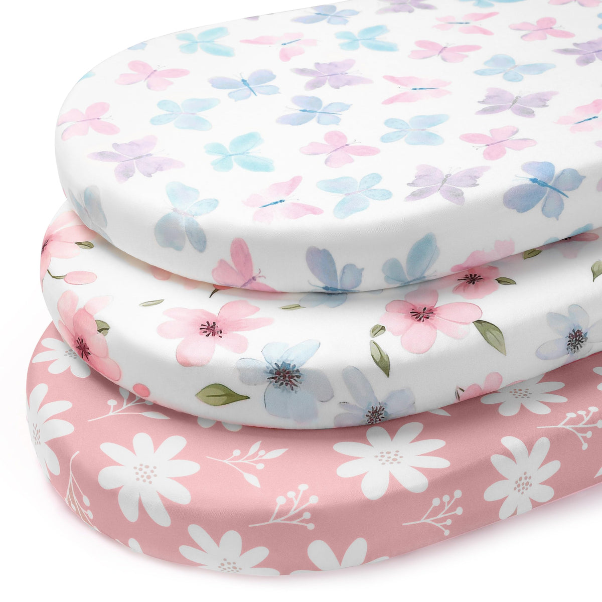 Cot Bed Sheets 140 x 70cm Fitted, 3 Pack Baby Cot Sheets, Ultra Soft & Silky Smooth Microfiber Toddler Bed Sheets Pink Rainbow