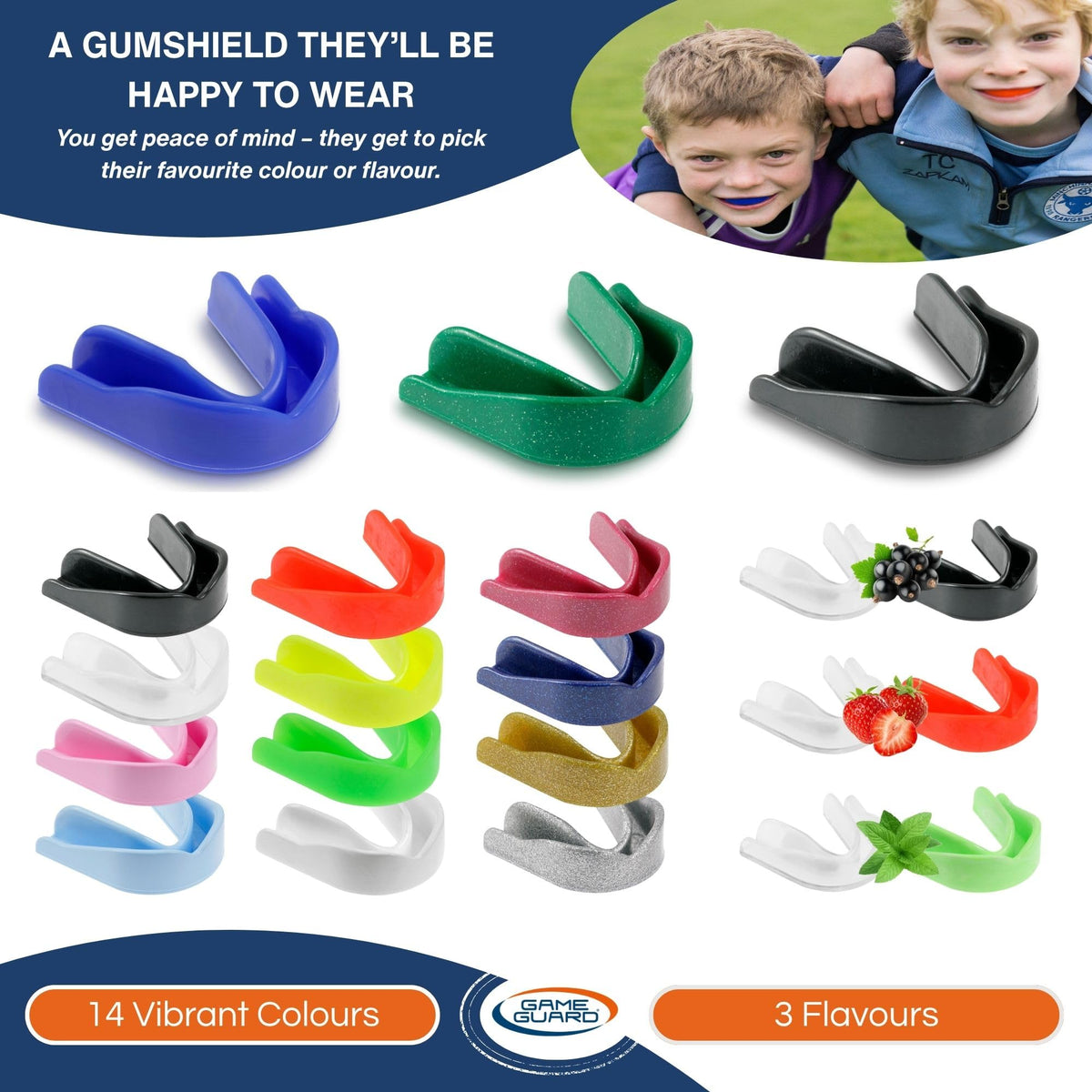 GAME GUARD Sports Mouthguard – Easy Fit Boil & Bite Gum Shield for Kids/Junior (Age 8+) – Mouth Guard for Rugby, Hockey, GAA – Ideal for Schools and Clubs (Baby Pink)