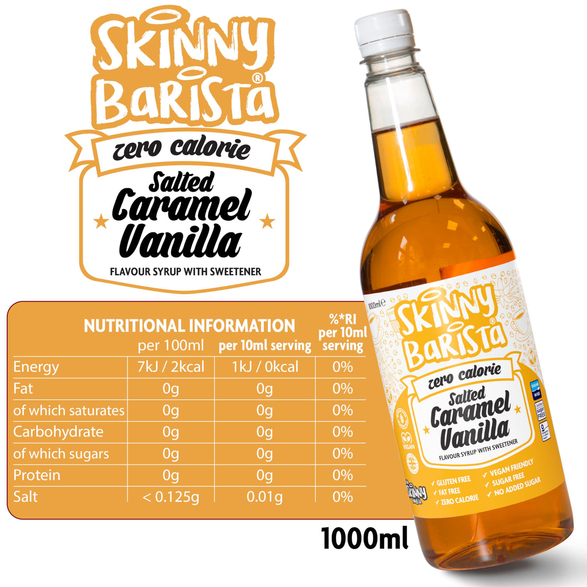 Skinny Food Co Butterscotch Syrup Zero Calorie 1L - Sugar Free Coffee Syrup