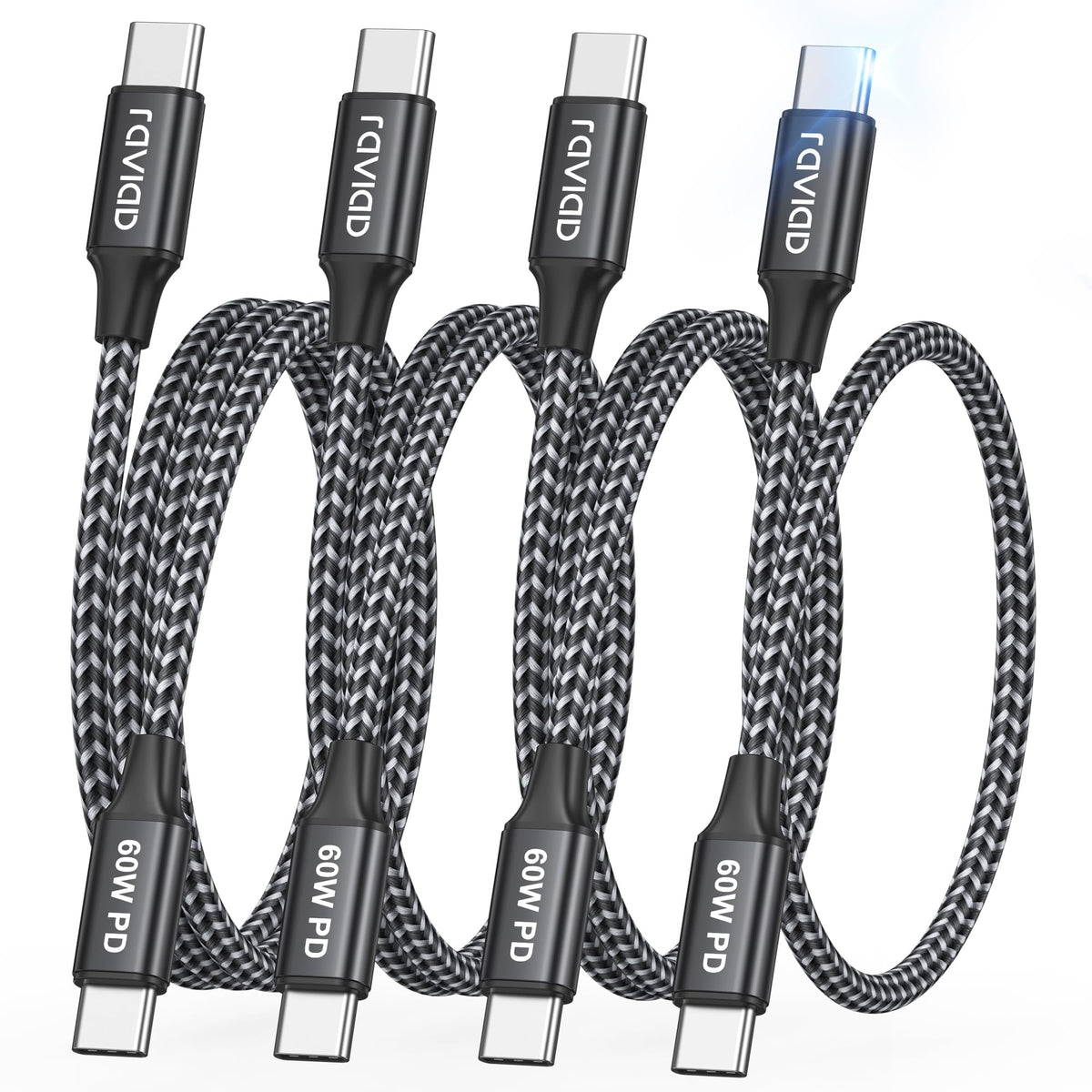 RAVIAD USB C to USB C Charger Cable Short [2Pack 30CM] 60W Fast Charging