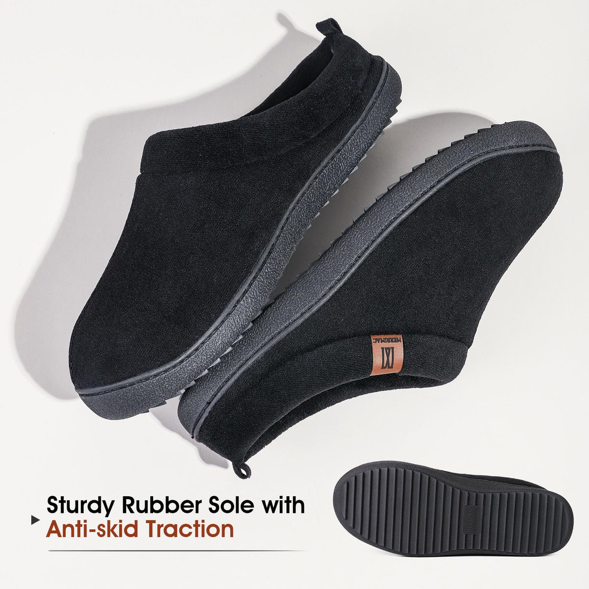 MERRIMAC Men's Slip-on Slippers Memory Foam Non-slip Indoor House Shoes