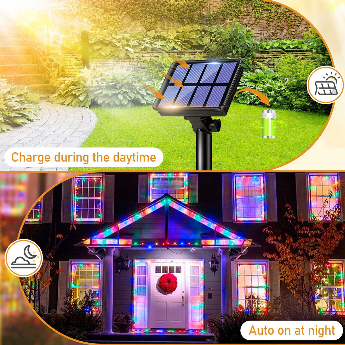 litogo 120 LED Solar String Lights Outdoor, 12M/40Ft 8 Modes Solars Garden Lights Waterproof Copper Wire Decorative Solar Fairy Lights for Patio, Gate, Yard, Trees, BBQ, Wedding, Party