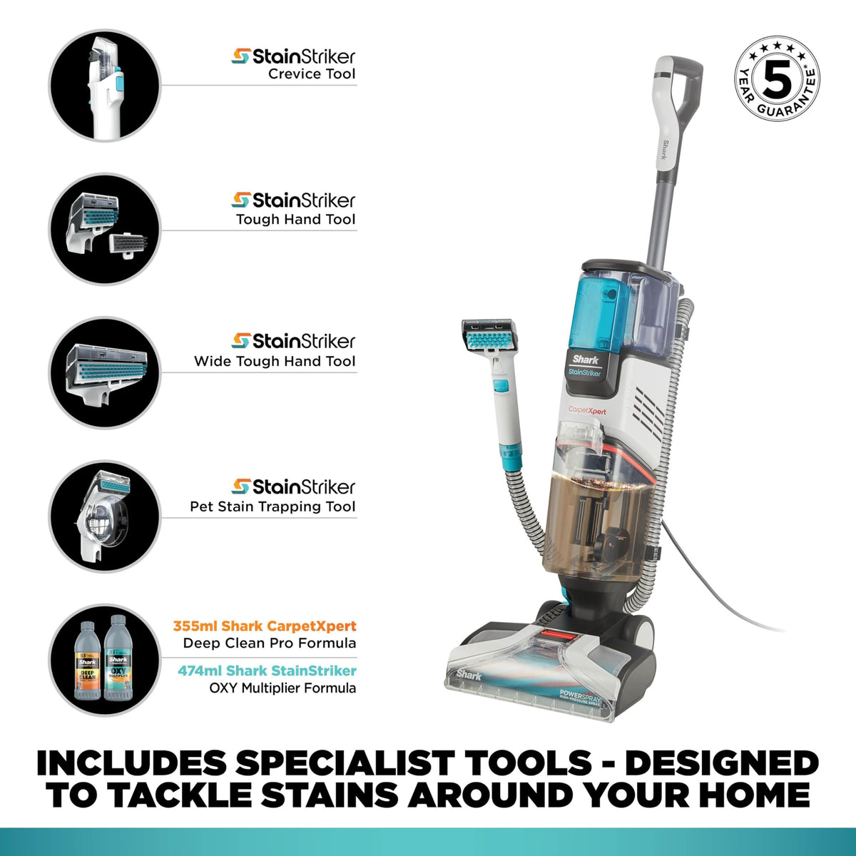 Shark CarpetXpert Deep Clean Carpet Cleaner, 2.3L. 960W, Grey, EX150UKCP