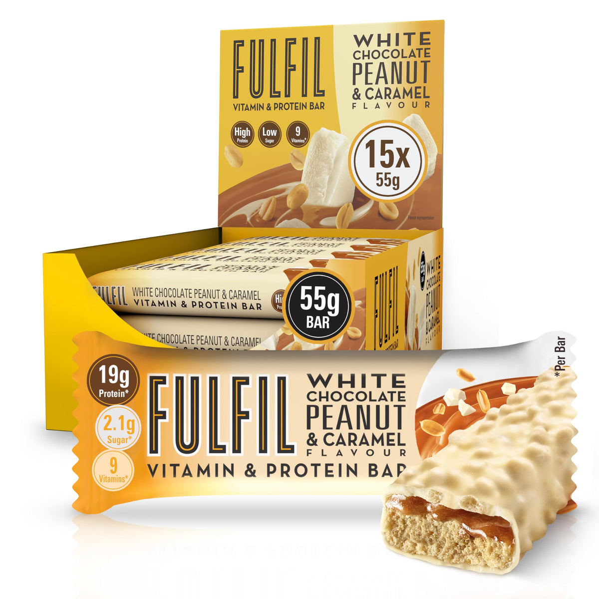 FULFIL Vitamin and Protein Bars, Chocolate Salted Caramel Flavour, 15 x 55g