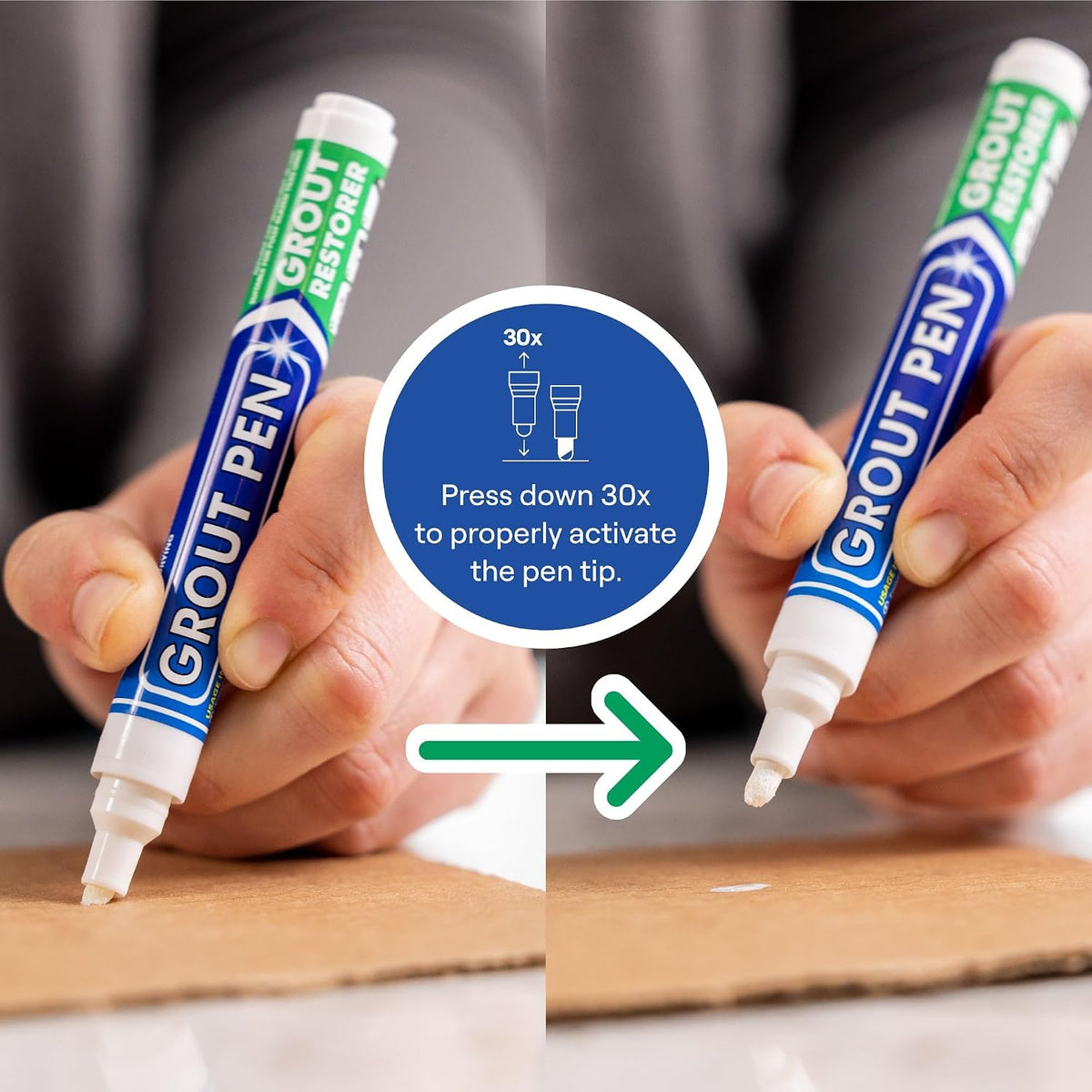 Twin Pack White Grout Pen - Designed for restoring tile grout in bathrooms & kitchens (White)