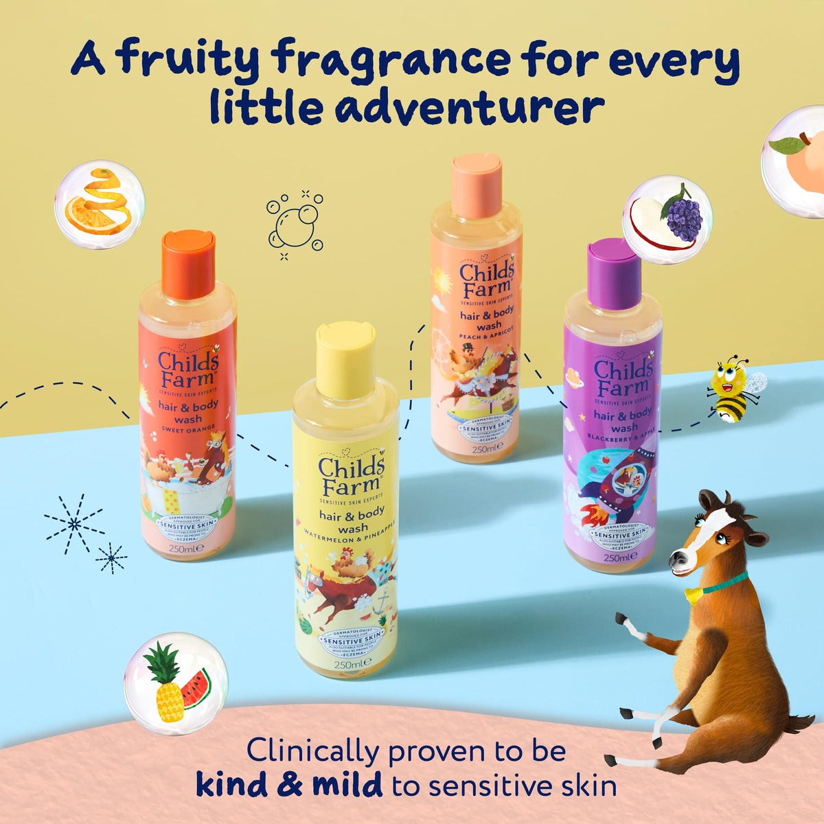 Childs Farm Kids Hair & Body Wash, Sweet Orange | Tear-free, Gently Cleanses | Suitable for Dry, Sensitive Skin, 250ml