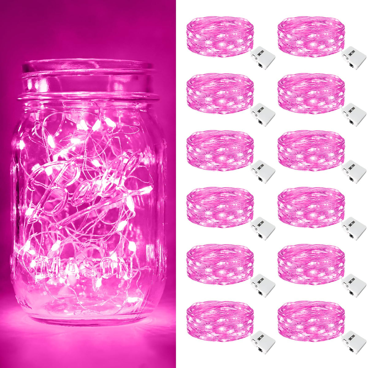 btfarm 12 Pack 3 Modes Fairy Lights Battery Operated, 2M 20LED String Light