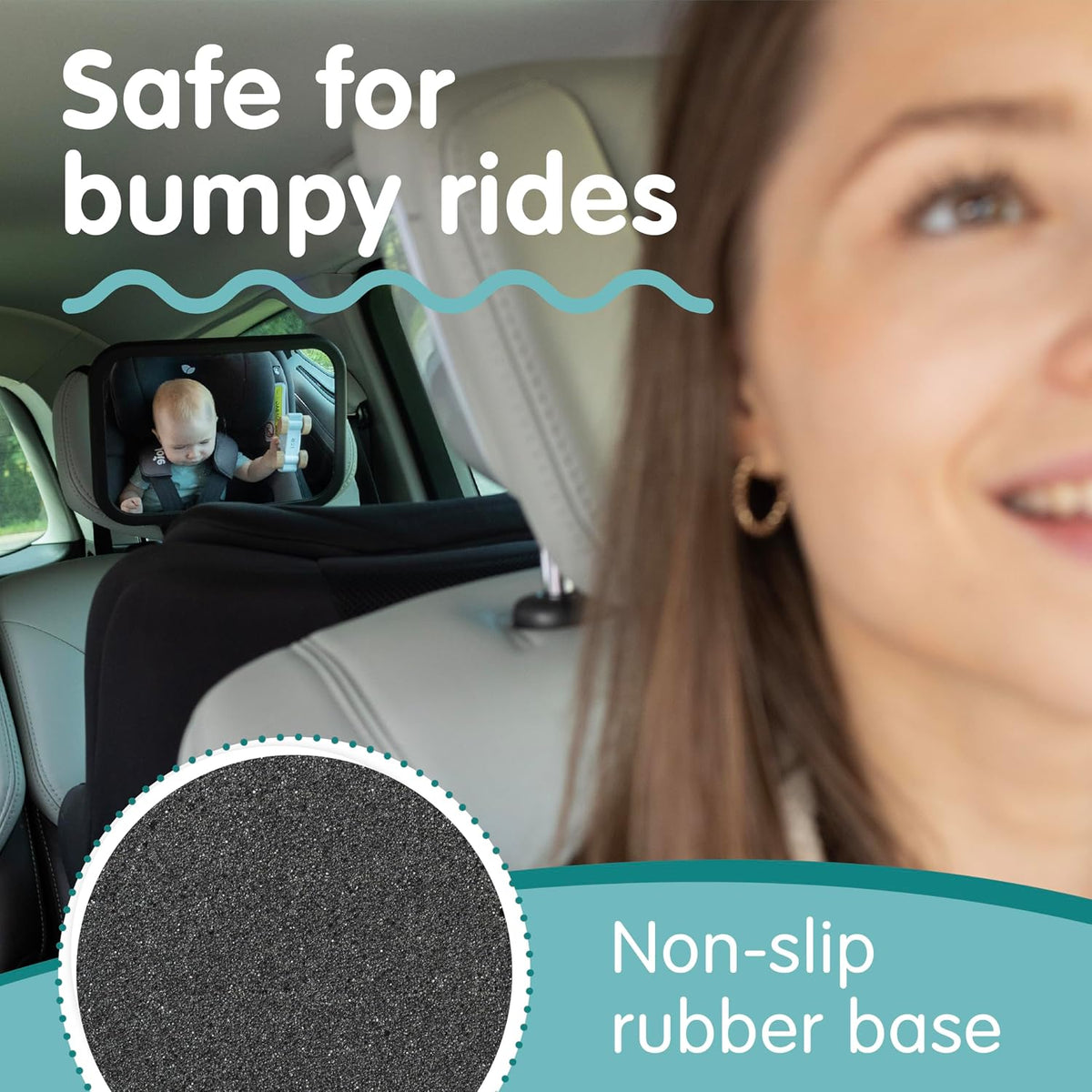 Onco Baby Car Mirror - Award-Winning, Shatterproof & Shakeproof [Black]