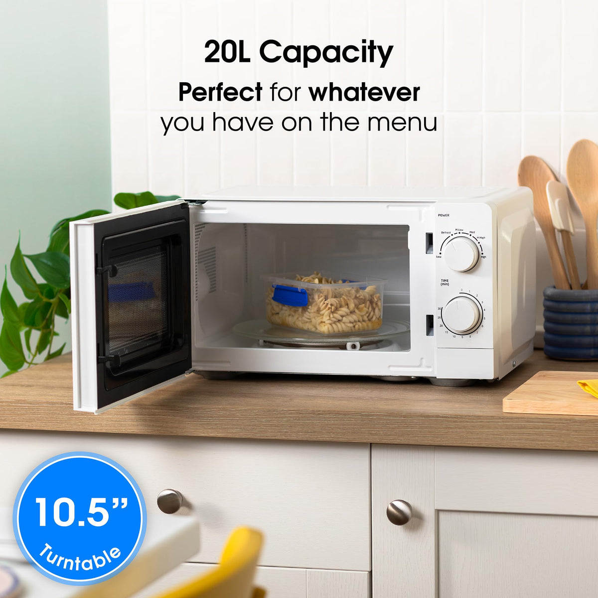 Abode Touch Control Microwave 20 Litre Black Digital 700W with Clock & Timer, 5 Auto Cook Settings & Defrost, 10 Power Levels AMT2012B (Touch Control, Silver)