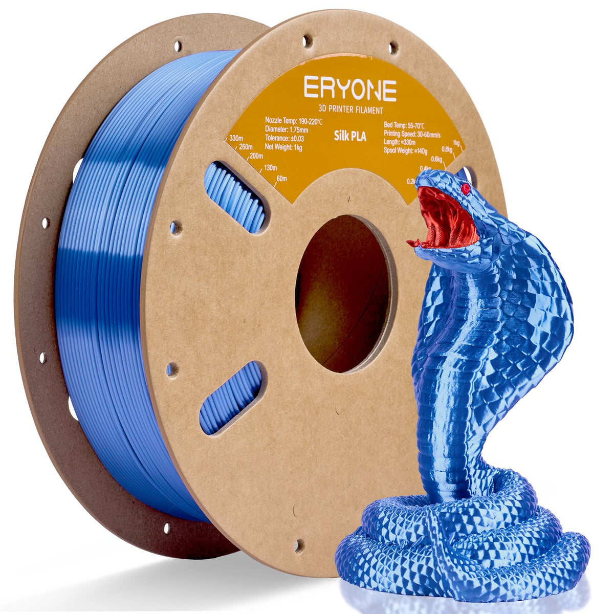 ERYONE Silk PLA Filament 1.75mm,3D Printer Filament PLA,Shiny Glossy PLA Filament,+/-0.03mm,1kg(2.2lbs)/Spool,Silk Liquid Gold