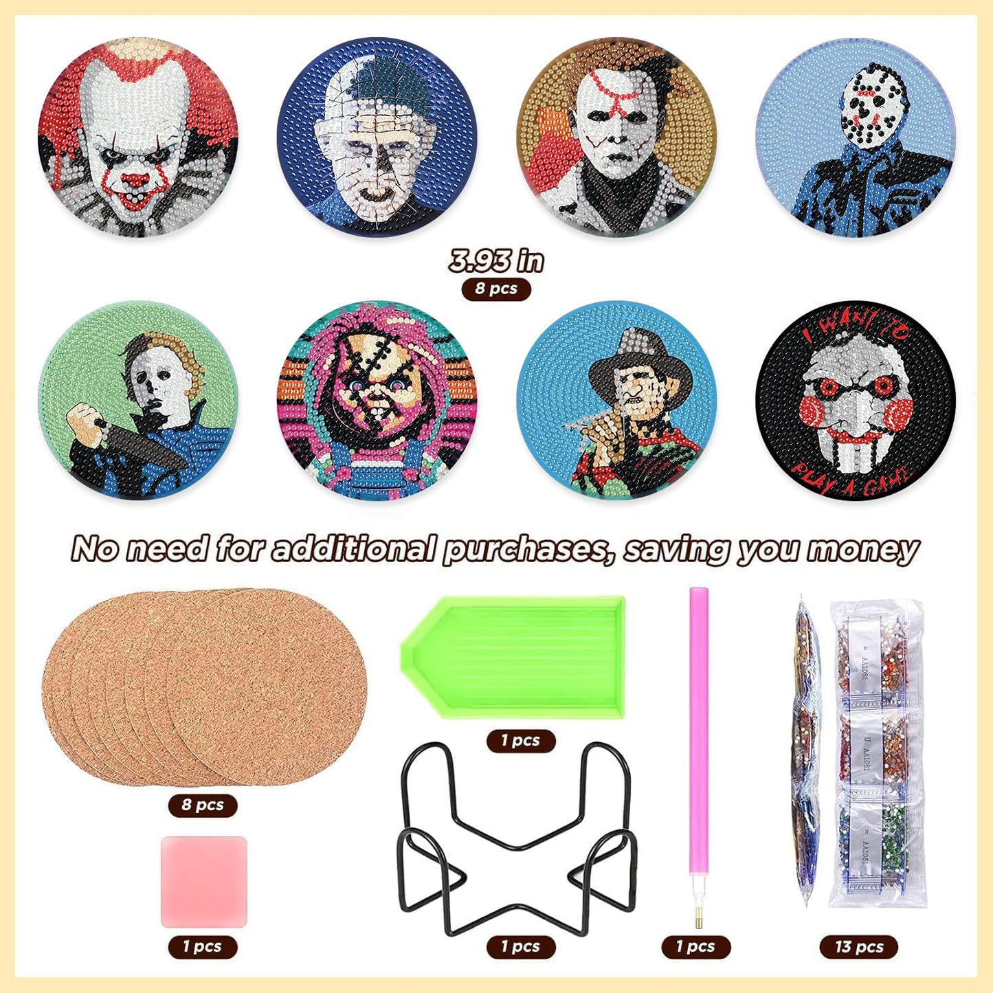 8 Pcs Flowers Diamond Art Coasters Kits for Adults Begainners,Full Drill Diamond Painting Coasters Kit with Holder,DIY Gem Painting Craft Kits for Adults Supplies Gift (Flowers).