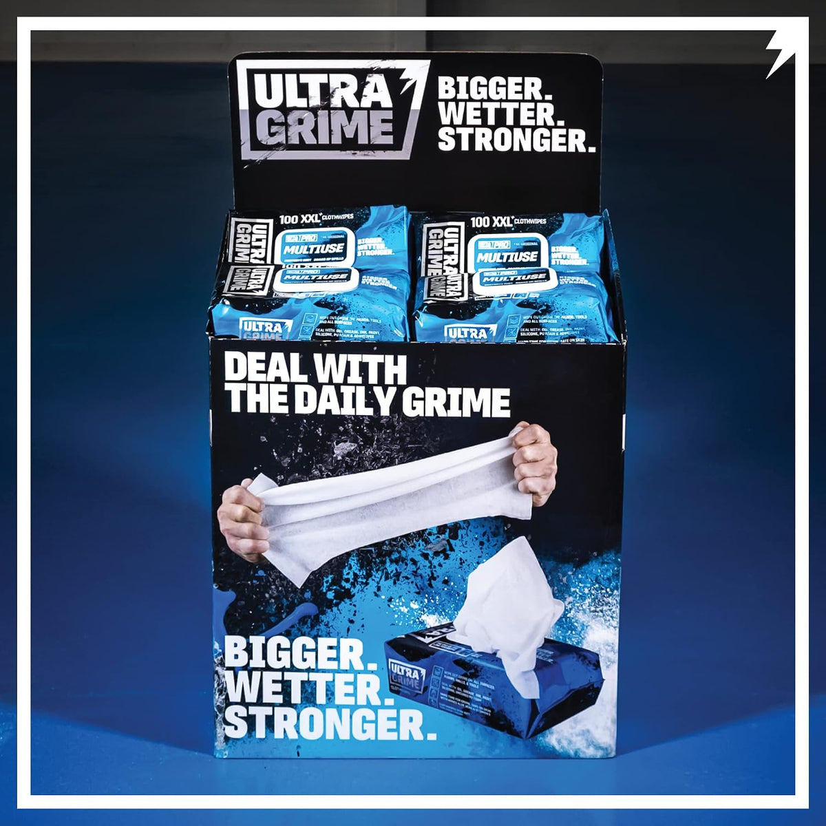 UltraGrime PRO Multiuse Wet Wipes - Heavy-Duty Cleaning Cloths & Hand Wipes Alcohol-Free - Grease, Tools, Industrial Surface Cleaning Wipes - Extra Large Professional Cloth Wipes (Pack of 100)
