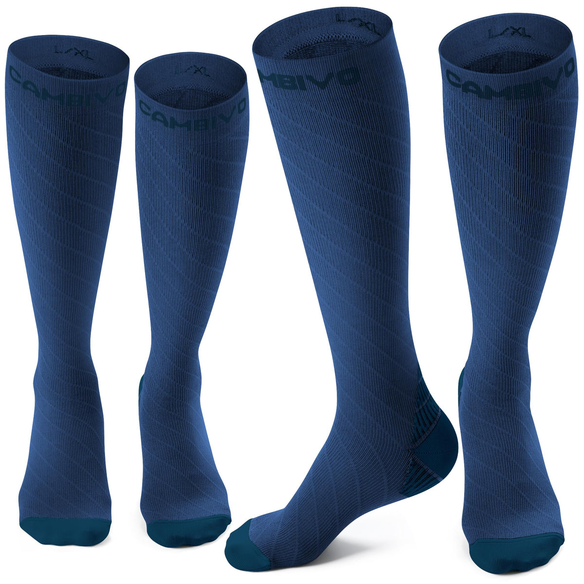 CAMBIVO Compression Socks for Women & Men 2 Pairs, Travel Flight Socks