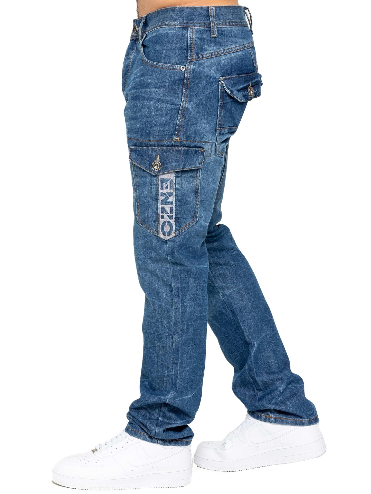 989Zé ENZO Mens Jeans Straight Leg Regular Fit Casual Cotton Denim Pants Trousers All Waist Sizes