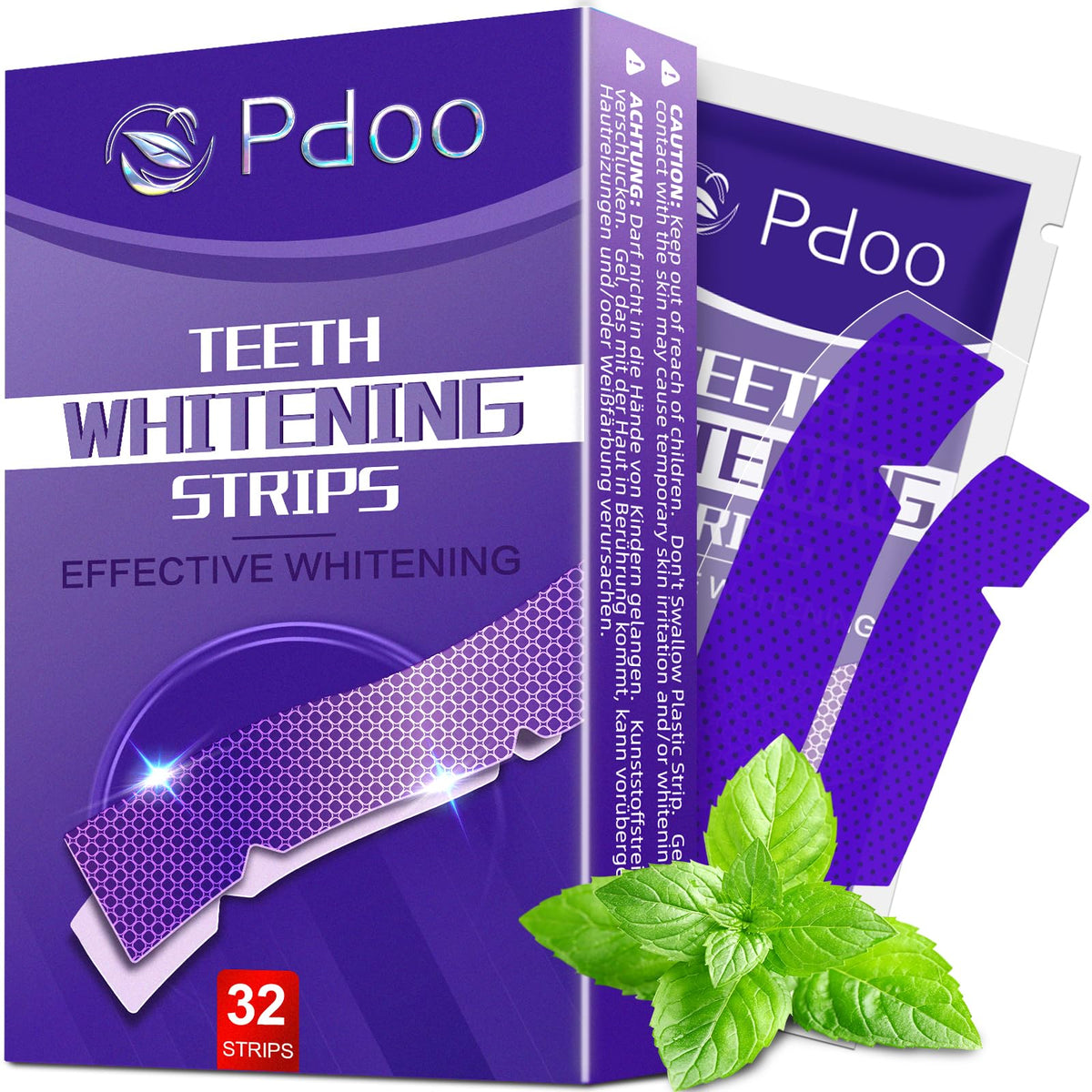 Purple Teeth Whitening Strips 14 Treatments - Enamel-Safe & No-Sensitivity & No-Slip Whitening Strips - Fast Teeth Whitening in 7 Days - Whitening Kit for Coffee, Wine Stains Removal, Mint Flavor