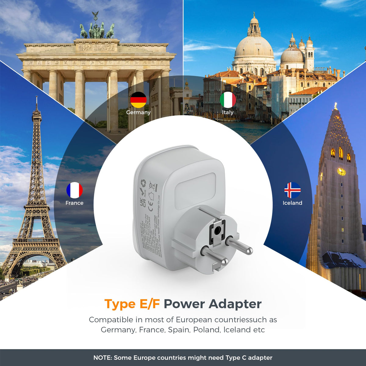 TESSAN UK to Australia Plug Adapter, Type I AU NZ Travel Adapter with USB C