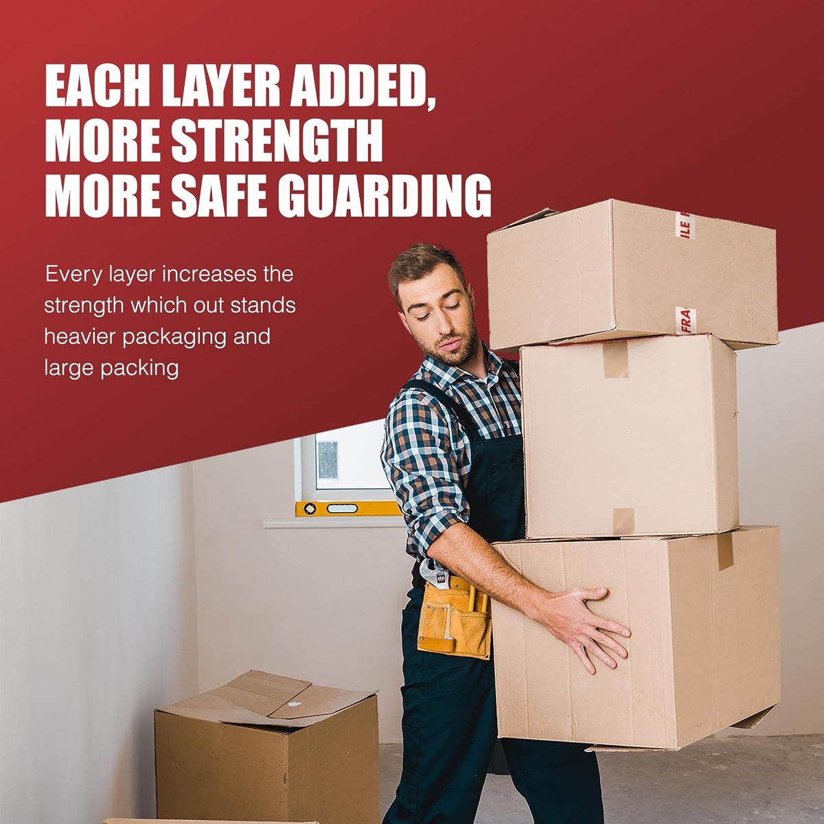 Merrimen Strong Heavy Duty Mixed Roll Pack Packaging Tape, Secure Sticky Sealing Tape for Parcel Boxes, Moving Boxes, Large Postal Bags for Long Term Storage, (48MM x 66M) (3 rolls, Mixed)