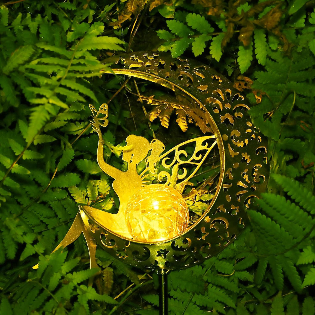 ZKLiLi Solar Lights Fairy Garden Decorations Gift,Outdoors Waterproof IP65 Crackle Glass Globe,Warm LED Light for Pathway Lawn Patio Courtyard Gifts for Mum Grandma Women