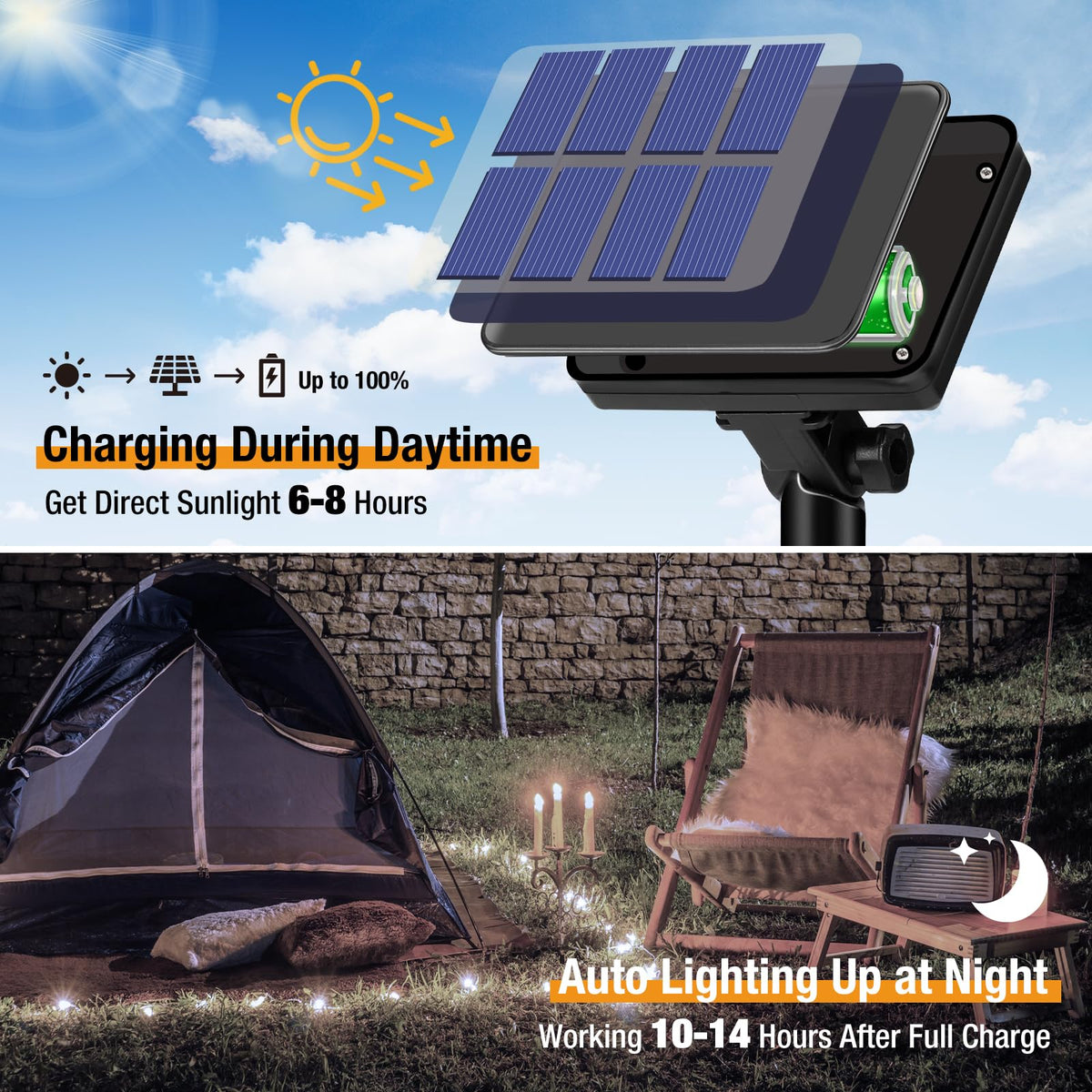 btfarm 2 Pack Solar String Lights Outdoor Garden, 15M/50FT 150 LED