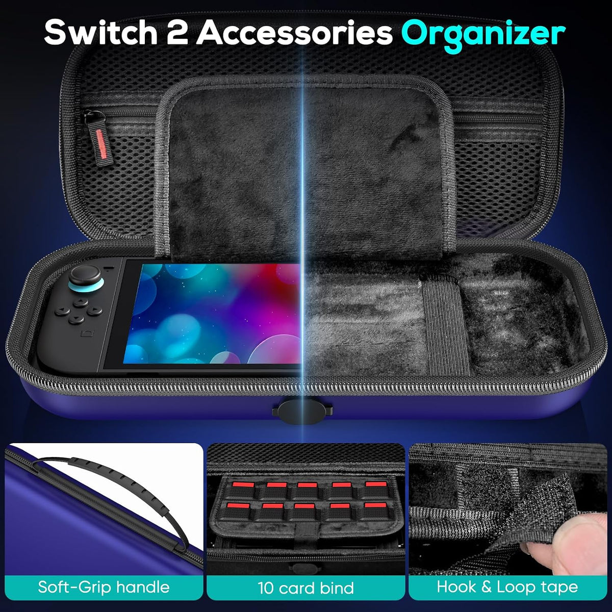 Case for Nintendo Switch 2, Travel Case with Charging Hole and 10 Game Card