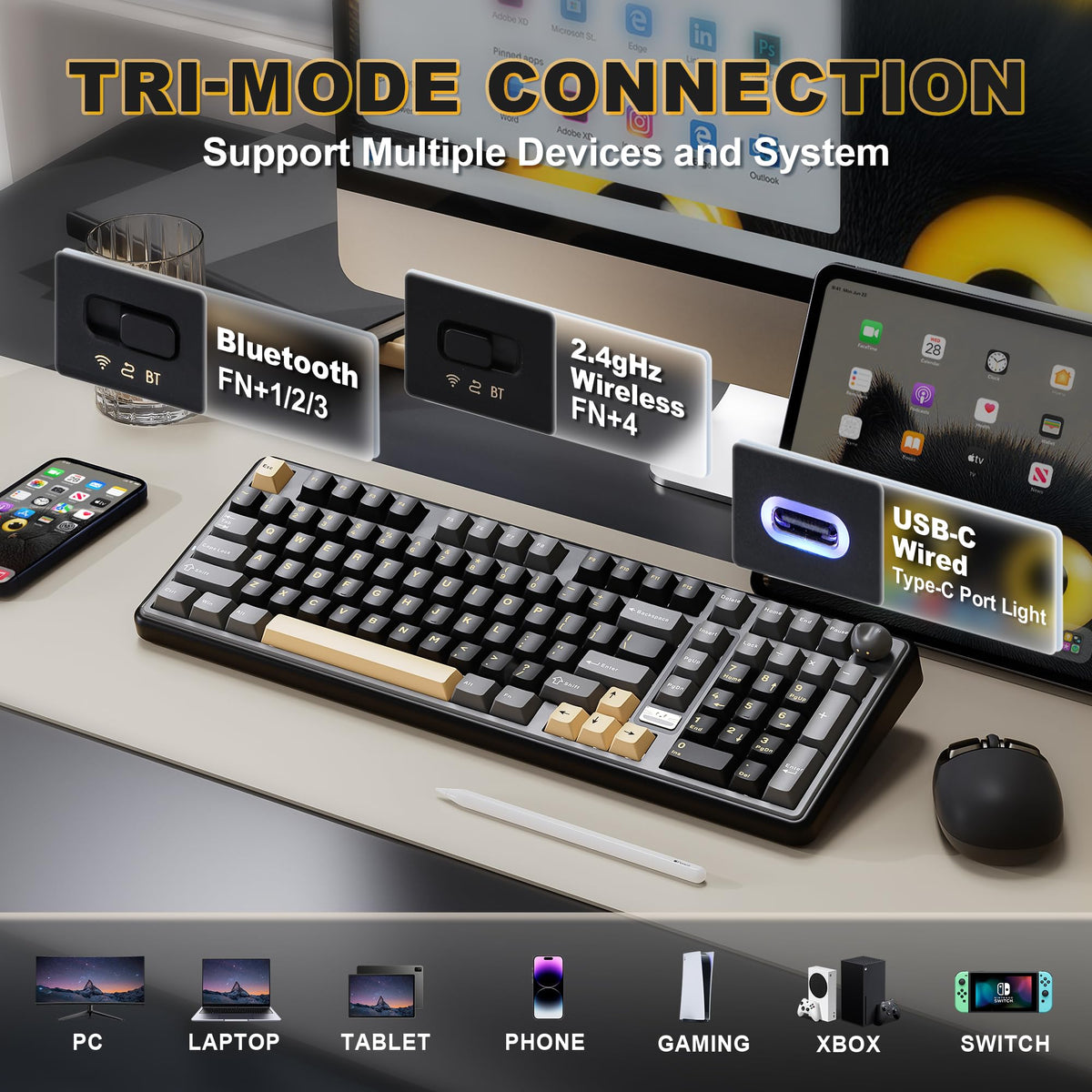 YUNZII B98 PRO 96% Wireless Mechanical Keyboard (Matcha Green, Candy Switch)