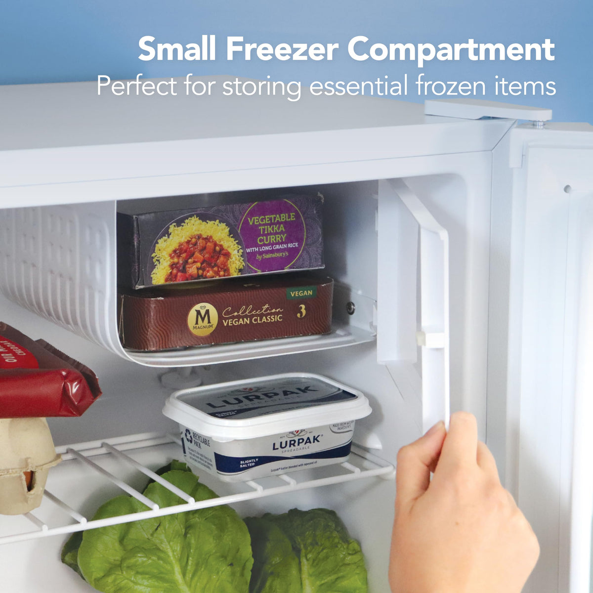 Igenix IG3751BL Table Top Mini Freezer with 33 Litre Capacity, 1 Wire Shelf, Reversible and Lockable Door, Black