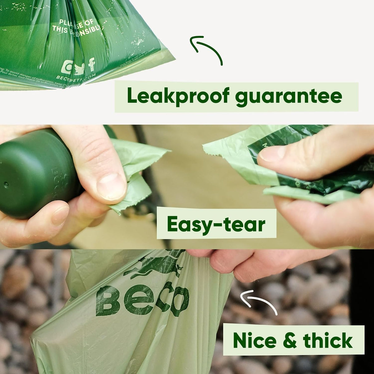 Beco Dog Poo Bags, 94% Recycled Plastic, Unscented Refill Rolls, 270 Bags
