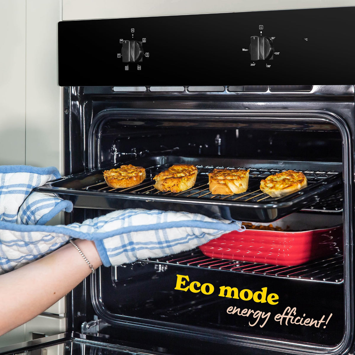 Russell Hobbs 70L, 60cm Wide, Single Electric Built-in Fan Oven and Grill in Stainless Steel, 6 Oven Functions, RHFEO7004SS
