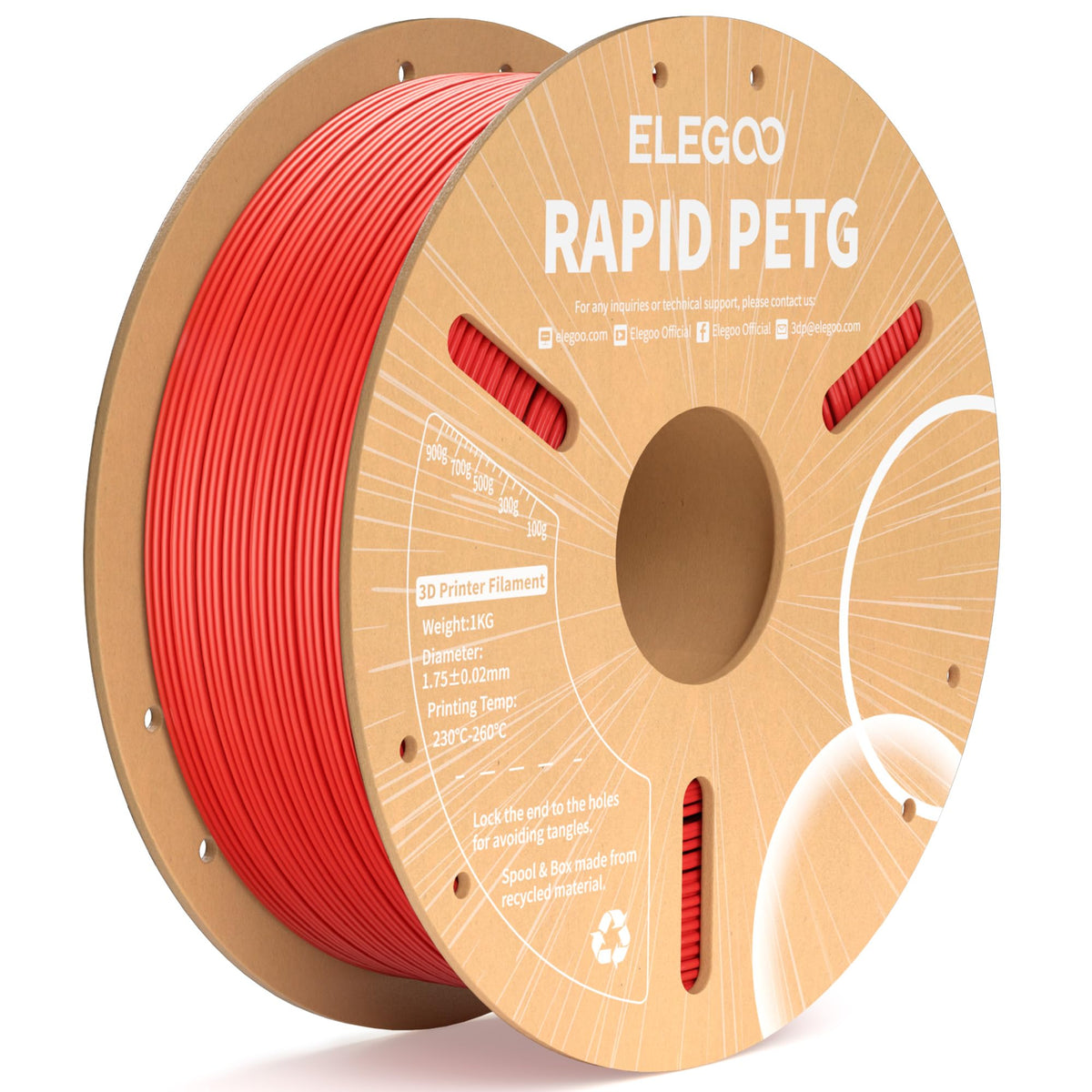 ELEGOO Rapid PETG 3D Printer Filament 1.75mm Black 1KG