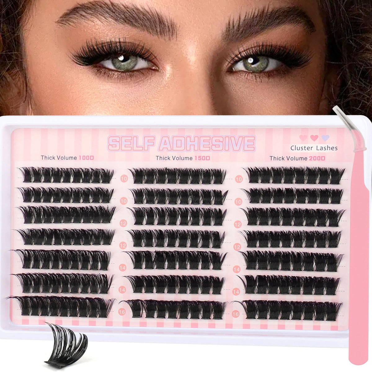 Sixstarhair Individual Eyelashes Kit Lash Clusters with Glue and Remover