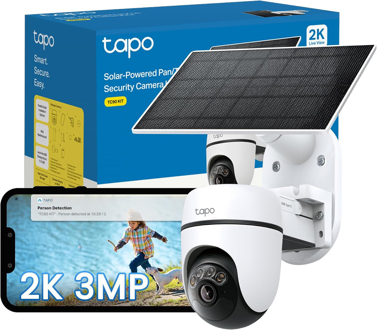 Tapo TC90 KIT 2K 3MP Solar Pan/Tilt Outdoor Security Camera Wireless