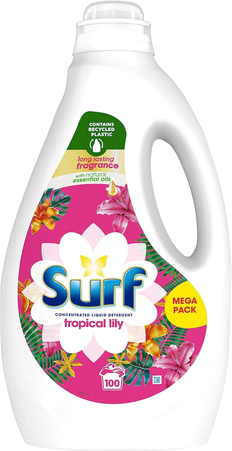 Surf Tropical Lily Concentrated Liquid Laundry Detergent infused with natural essential oils for fresh and clean washing 100 washes