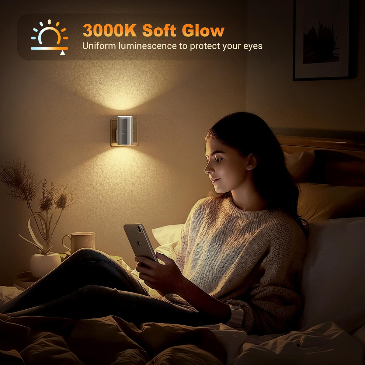 JandCase Night Light, Night Light Plug in Wall with Dusk to Dawn Sensor
