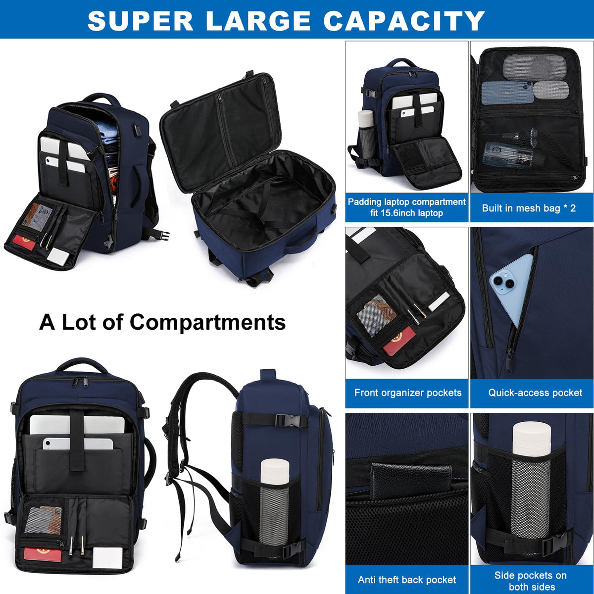 Ryanair Cabin Bags 40x30x20 Underseat 24L Small Travel Backpack Cabin Size