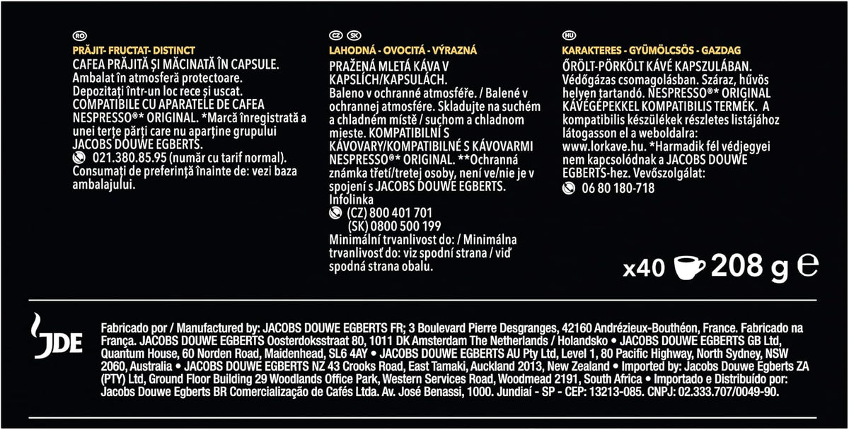 L'OR Espresso Lungo Profondo Coffee Pods x40, Pack of 1, Total 40 Capsules