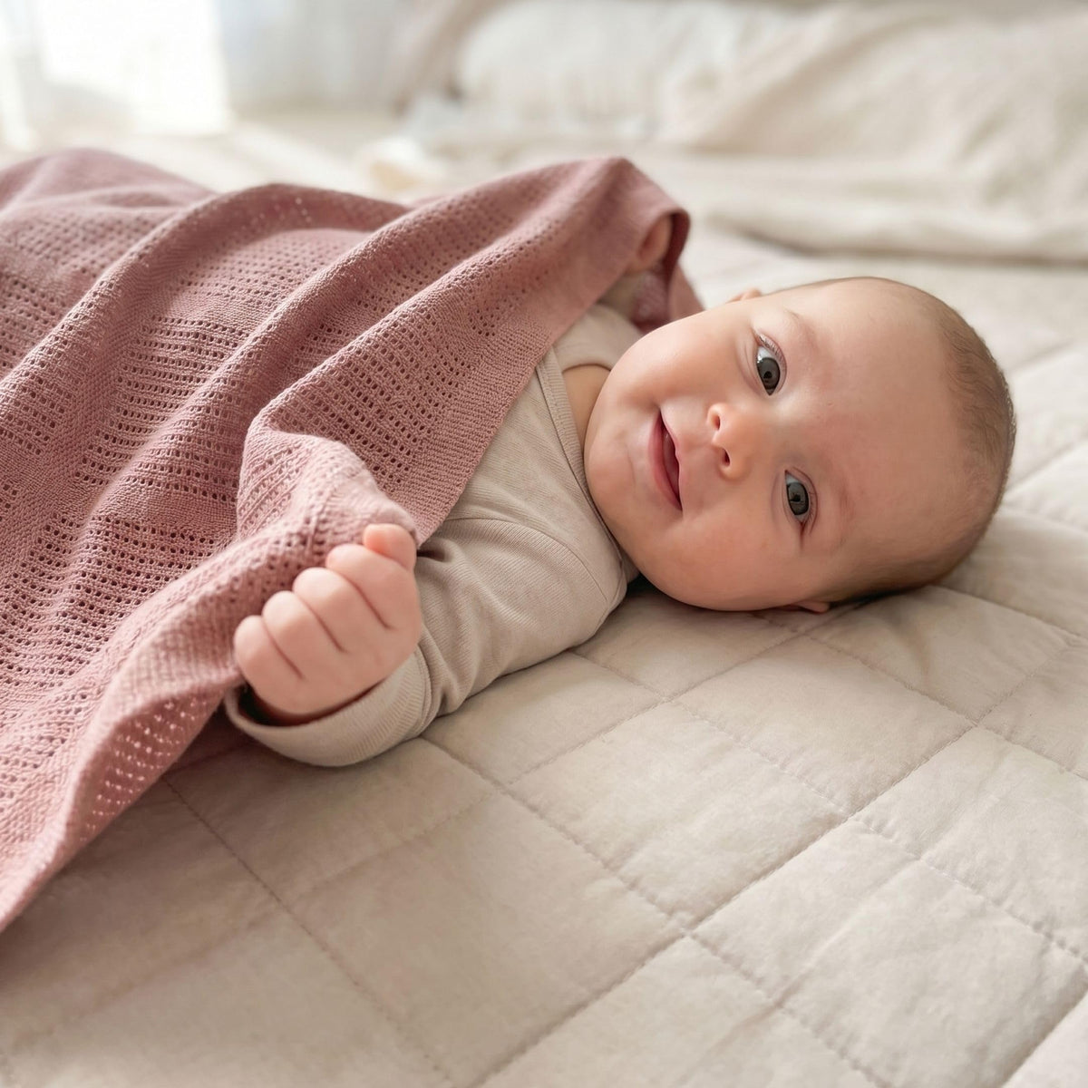 Bloomsbury Mill - Cellular Blankets Baby - 100% Organic Cotton - 2 Pack - Cloud - White - Newborn Essentials - Soft Breathable Baby Blankets for Pram, Cot, Moses Basket - 75x95cm