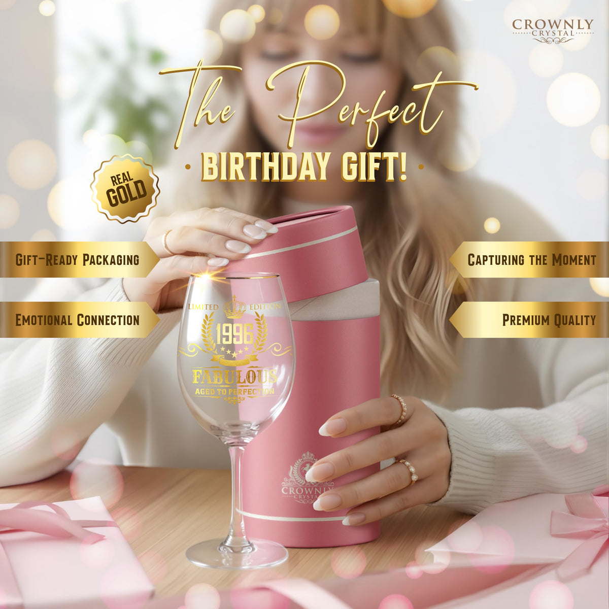 CROWNLY CRYSTAL® Mothers Day Gifts for Mum Wine Glass Personalised Mummy Birthday Present Womens Drinking Glasses Ladies Gift Ideas Mum Presents from Daughter Son