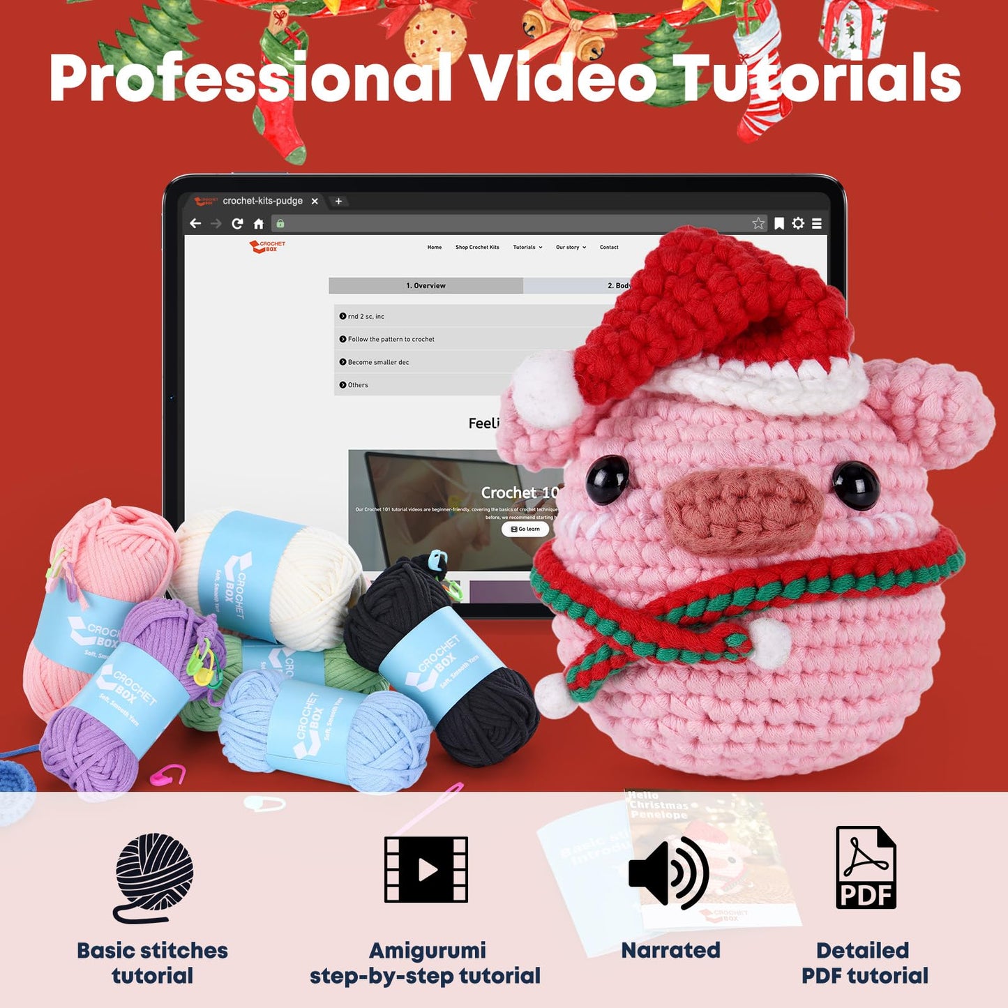 CROCHET BOX Complete Crochet Kit for Beginners - Highland Cow Crochet Kit, Include Video Tutorial, Instruction, Soft Yarn, Birthday Gift for Adults.