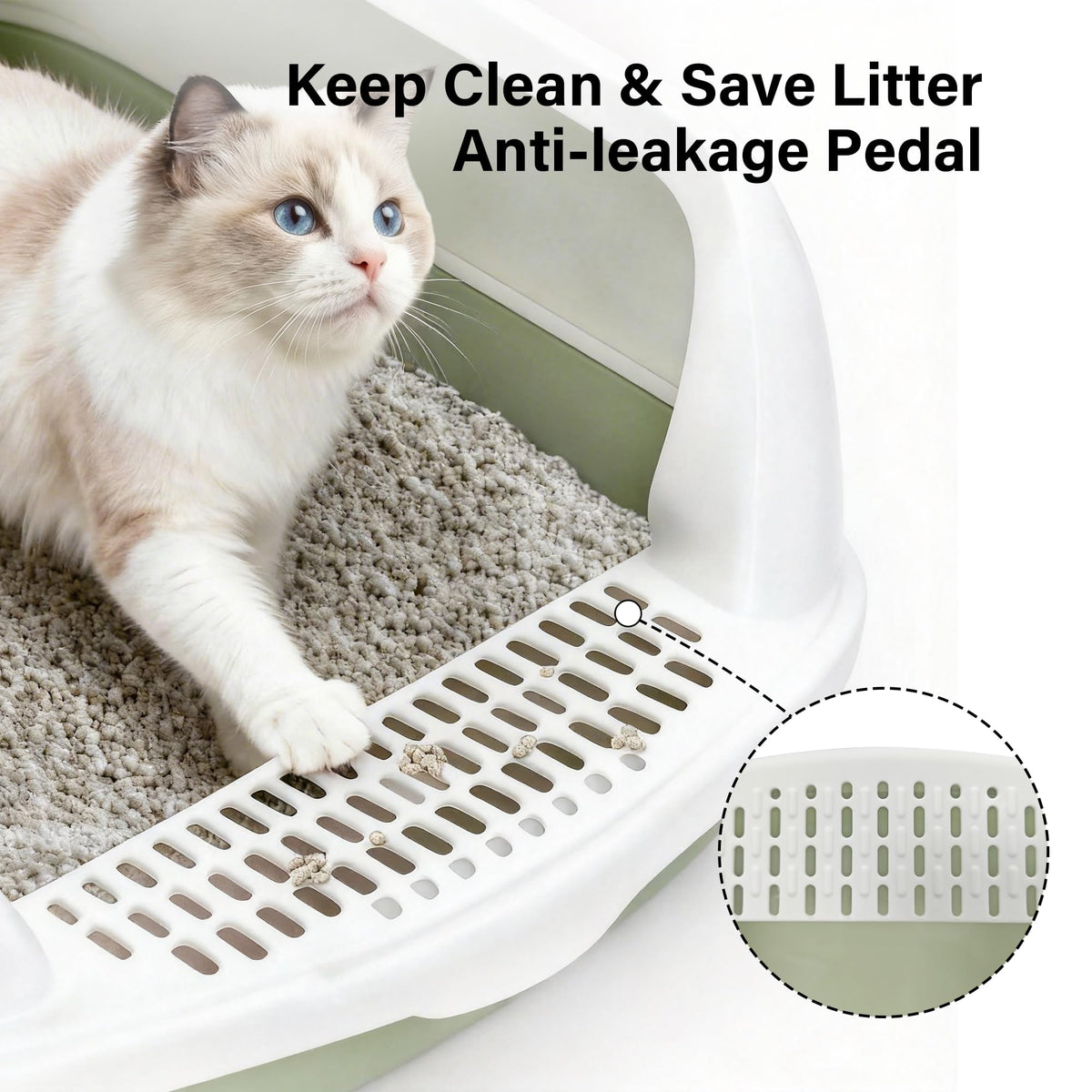 Cat Litter Tray Box, Litter Box, Plastic Cat Open Top Litter Tray with Free Scoop Kitten Detachable Rim Easy Cleaning,49 x 38 x 23cm (Grey)