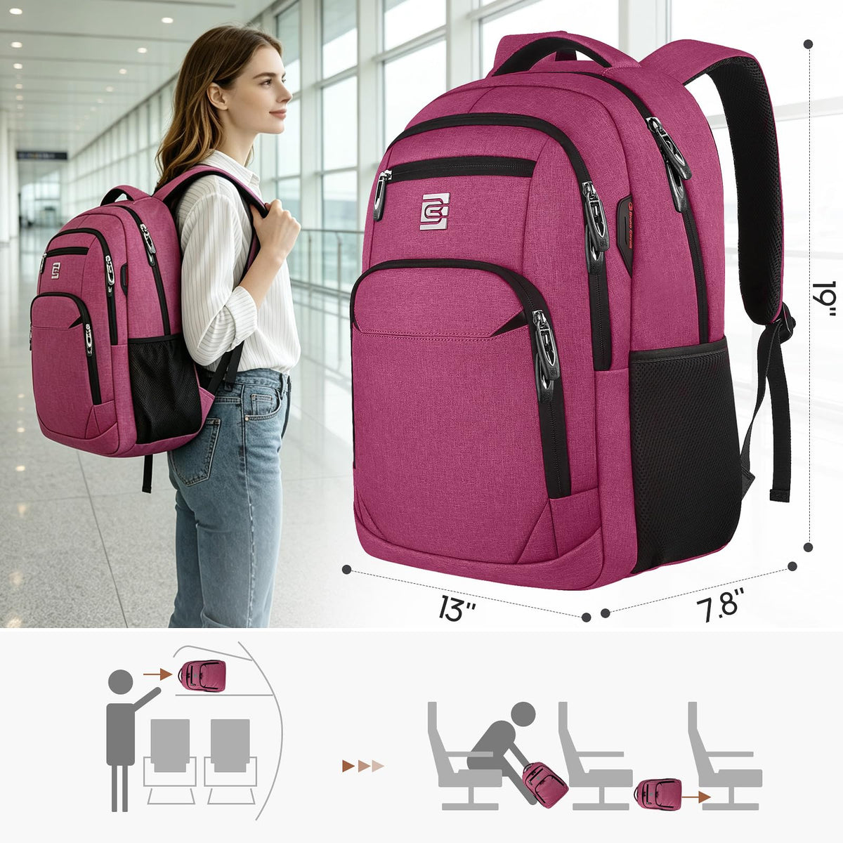 KASIBON Laptop Backpack for Men, Anti-Theft Travel Backpack Business