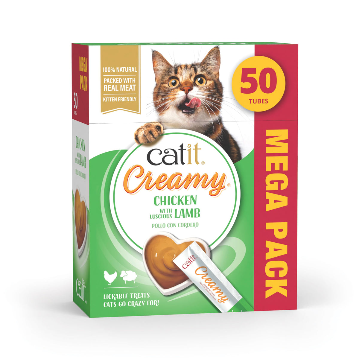Catit Creamy Salmon & Prawn Lickable Cat Treats for Cats & Kittens 15x10g